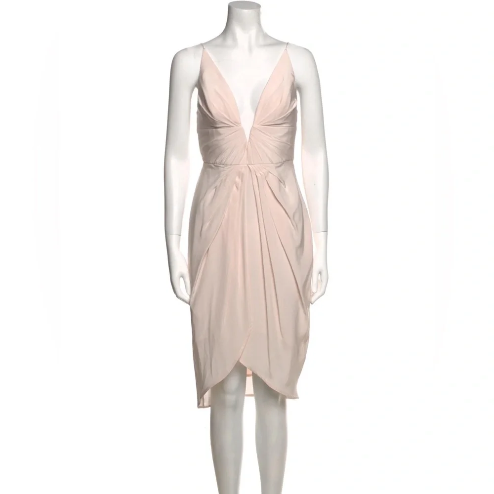zimmermann silk plunge drape dress Zimmermann Silk Plunge Drape Dress Moonstone Blush (3)